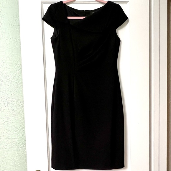 EUC Tahari ASL Black Cap Sleeve Sheath Dress - Picture 5 of 11